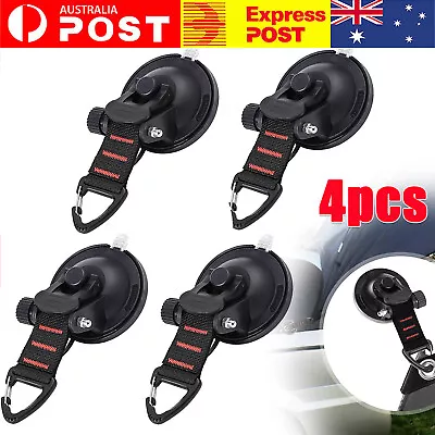 4pcs Heavy Duty Suction Cups With Strong Hook Car Camping Tie Down Tarp Hanger • $18.89