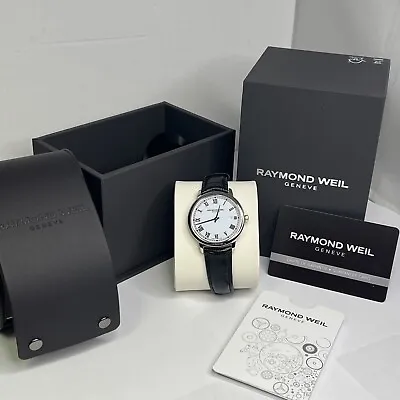 NEW Raymond Weil Men's Watch 5485 Toccata Swiss Quartz White Dial Black Leather • $349
