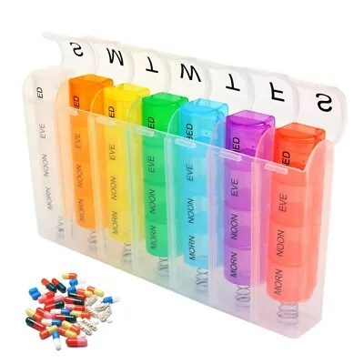 Weekly Pop Up Pill Box Storage Organizer 7 Day Medication Compartment Container • $7.92