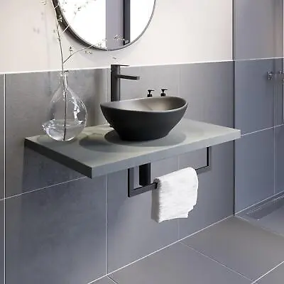 £259 • Buy Bathroom Wall Hung Floating Shelf Wash Basin Sink Towel Rail Storage Grey 600mm