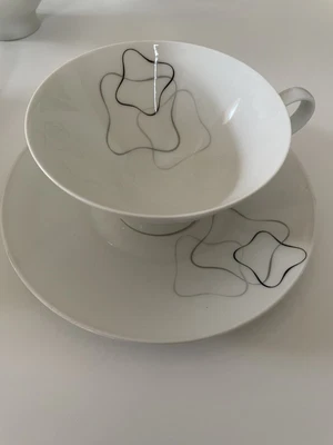 $20 • Buy MCM Rosenthal Raymond Loewy Linear Style 6Cups And Saucers Grey And Black