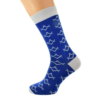 Masonic Without G Design Woven Mens Two Tone Blue With White Cotton Socks Mason • $7.02