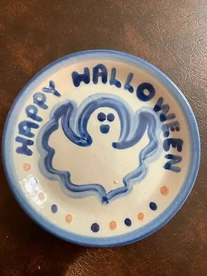 Vintage M A Hadley Pottery Happy Halloween Ghost Miniature (4 ) Plate / Coaster • $44.99