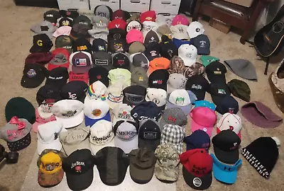 Lot Of 80 Hats Caps Mens Vintage Modern Trucker Snap Back Sports • $40