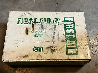 Vintage  First Aid Kit White Metal Box Wall Hanger • $25