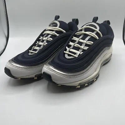 $49.99 • Buy Men Nike Air Max 97 AUTHENTIC Sneakers White Navy Silver DH0612-400 Size 9