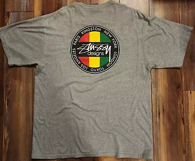 Vintage Stussy Designs XL Red Yellow & Green Rasta Colors SUPER RARE T-Shirt • $34.95