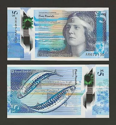 SCOTLAND 5 Pounds 2016 Royal Bank P-370a Sign: McEwan Polymer Note UNC Grade • $25.55