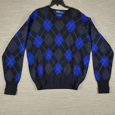 Polo Ralph Lauren V-Neck Sweater Mens L Lambs Wool Argyle Classicore Preppy • $14.40