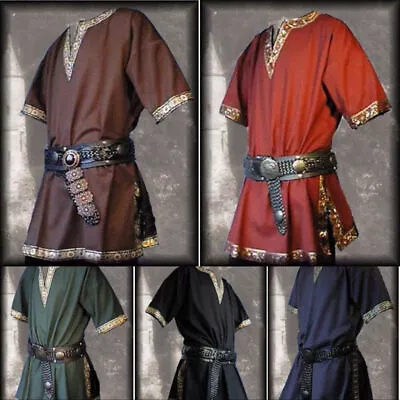 Men Medieval Renaissance Tunic Top Shirt Viking Norseman Saxon Cosplay Costume • £17.87