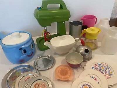 Vintage Kitchen Play Toys Lot Of 25 Blender Pot Saucers Coffee Pot • $34.99
