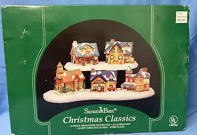 Santa's Best  1997Christmas  Village Set W/BOX  No Lights. 1 Chimney Repair. 🎅 • $20