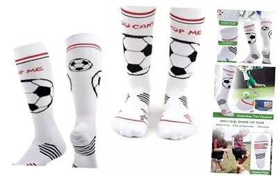 2 Pairs Soccer Socks Kids Grip Socks Soccer Girls Boys Anti Slip 13-16 White • $17.64