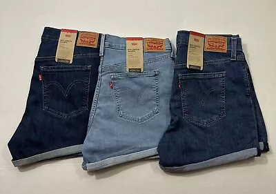 LEVI'S Women's Denim Shorts Mid Length Hyper Soft Multiple Sizes Colors NWT • $19.99