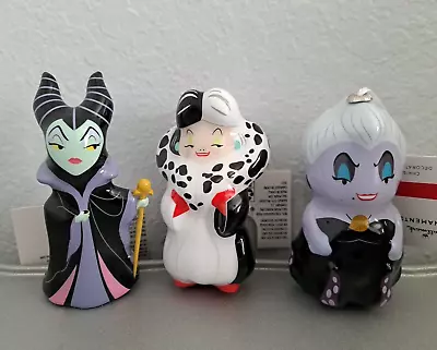 Hallmark Disney Villains Maleficent Ursula Cruella Decoupage Ornament Set Of 3 • $14.99