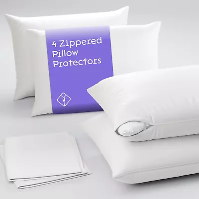 Niagara 4 Pack Of Pillow Protectors With Zipper Standard Size Effective Dust P • $19.01