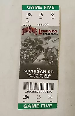 Ohio State Vs Michigan State 10 15 2005 Game 5 College Football Ticket Stub • $11.72