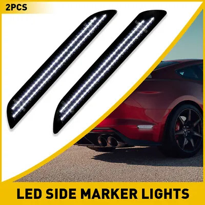 For 2015-2022 Ford Mustang Smoked Lens LED Rear Bumper Side Marker Lights Lamps • $22.99