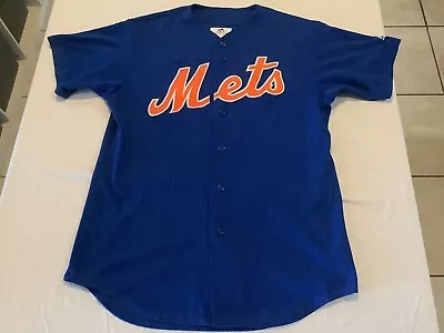 Majestic New York Mets Jersey Mens M Blue Button Up Front Box T • $27