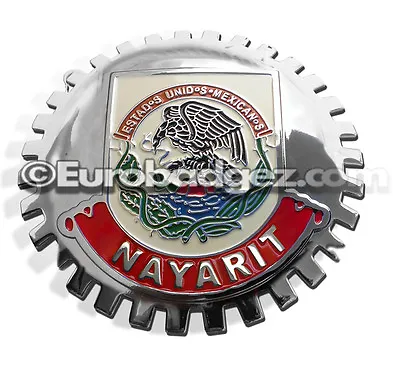 1- NEW Chrome Front Grill Badge Mexican Flag Spanish MEXICO MEDALLION NAYARIT • $19.99