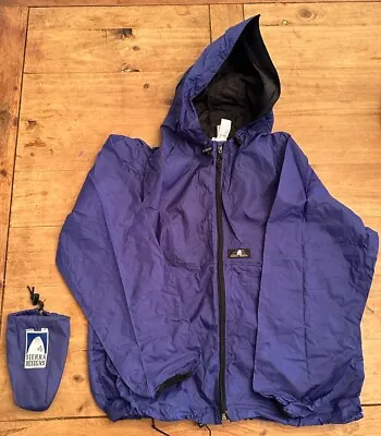 Sierra Designs Packable Windbreaker Jacket Pullover W/ Pouch Blue Men’s Size Med • $19