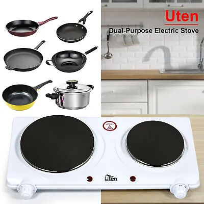 Uten Hot Plate Electric Cooker Double Portable Table Top Kitchen Hob Stove 2250W • £23.99