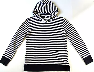 J Crew Women's Navy White Nautical Stripe Hoodie Top Knit Shirt M Medium • $12.99