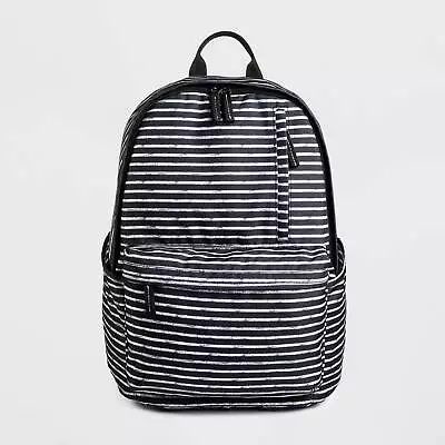 Mossimo Black & White Striped Nylon Backpack Bag NEW                             • $14.99