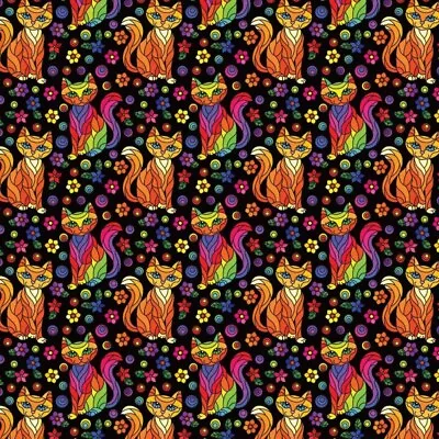 100% Cotton Digital Fabric Mosaic Cat Kitten Rainbow Pride Crafty 140cm Wide • £1.50