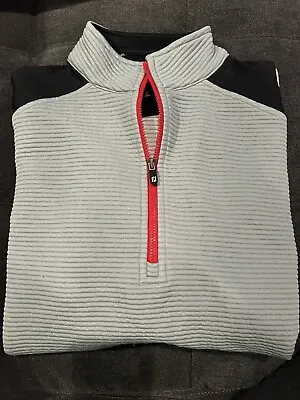 FootJoy Mid-Layer Quarter Zip Golf Pullover Sweatshirt  Sz Small Gray Red Black • $22.50