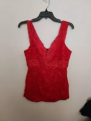 NWOT Womens Moda International Red Lace V-Neck Sleeveless Top Size Large • $14.99
