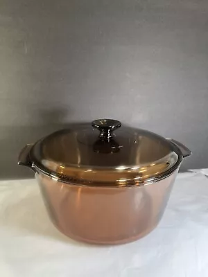 NEW Corning Ware Vision France 5L V-5-B Amber Glass Pot Dutch Oven With Lid • $34.90