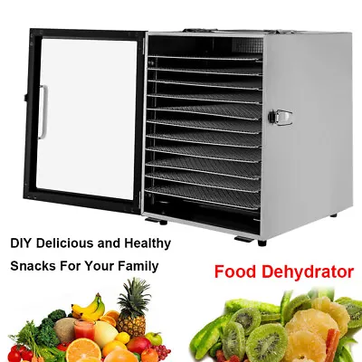 Commercial 12-Tray Food Dehydrator Stainless Steel Fruit Meat Jerky Dryer +Timer • $180