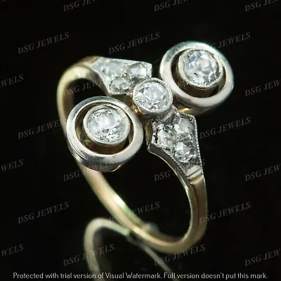 3Ct Moissanite Antique Old Design Art Deco Wedding Ring 14k Yellow Gold FNSilver • $90.53