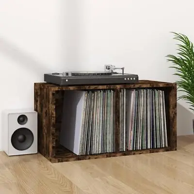 Smoked Oak Vinyl Record Storage Box Engineered Wood - 71x34x36 Cm • £45.95