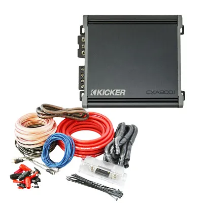 Kicker CXA800.1 Class-D Mono Amplifier + T4AW-R 4 Gauge Amp Kit • $299.99