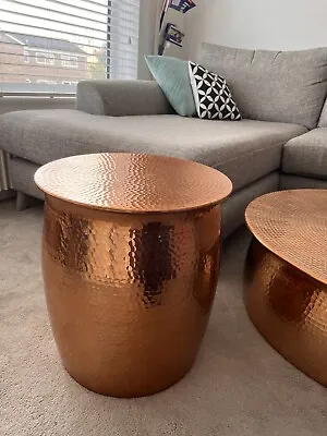 Habitat Orrico Rose Gold / Copper Hammered Aluminium Coffee Table And Side Table • £225