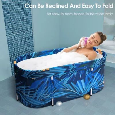 $69.94 • Buy Portable Bathtub Foldable W/Cushion Backrest Lid For Adults Hot Water/Ice Bath