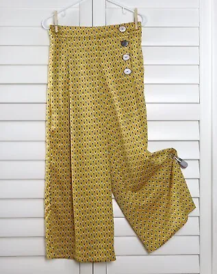 ZARA NWT Button Detail Printed Wide Leg Culotte Palazzo Pants Size Small • $25.49