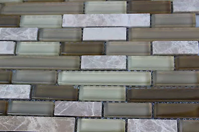 10 SHEET Brown Mosaic Tile Mesh Sheet Marble Stone Glass Bath Kitchen Backsplash • $119.99