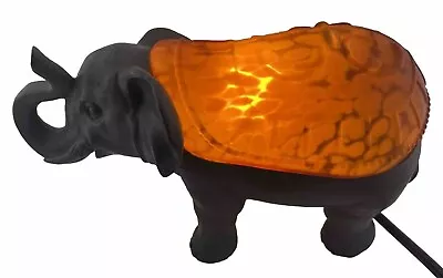 Vintage Cheyenne Elephant Art Glass Amber Lamp Accent Table Lamp Night Light • $34.99