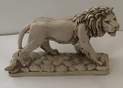 Male Lion Leo Jungle Cat Statue Fierce King Shelf Decor Tan & Brown Heavy 7 X10  • $30