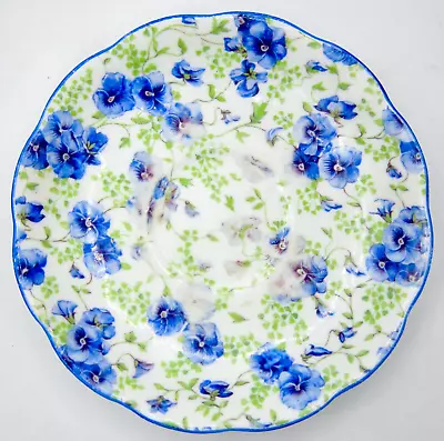 Royal Albert Crown China Blue Pansy Chintz Saucer - England • $15