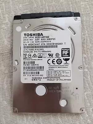 Hard Disk Drive HDD 500GB 2.5  SATA Slim Toshiba MQ01ABF050 Genuine • £8.99