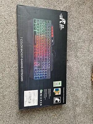 Rii RK202 Gaming KeyboardLED Rainbow Backlit Light Up Keyboard With Membrane • £10.80