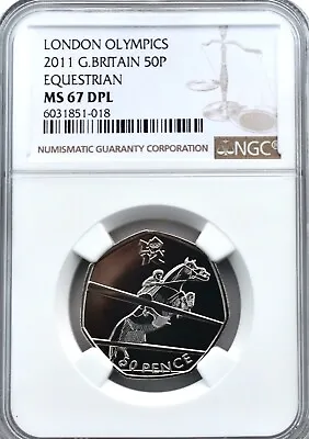 2011 Olympics Equestrian 50p Royal Mint MS67 DPL NGC Britain  • £87