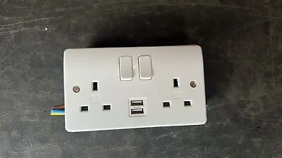 MK Electric Double Socket With USB - White • £12