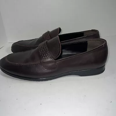 Tommy Bahama Manhattan Island Mens Brown Leather Loafer Dress Shoe Sz 8.5 • $49.99