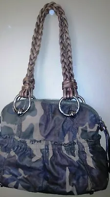 B. Makowsky Caroline Camouflage & Bronze Leather Satchel Shoulder Bag EUC! $207 • $59