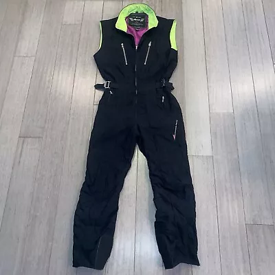 Womens Ellesse Ski Suit One Piece Snowsuit Snow Bib Apres Vintage 80s 90s MEDIUM • $119.99